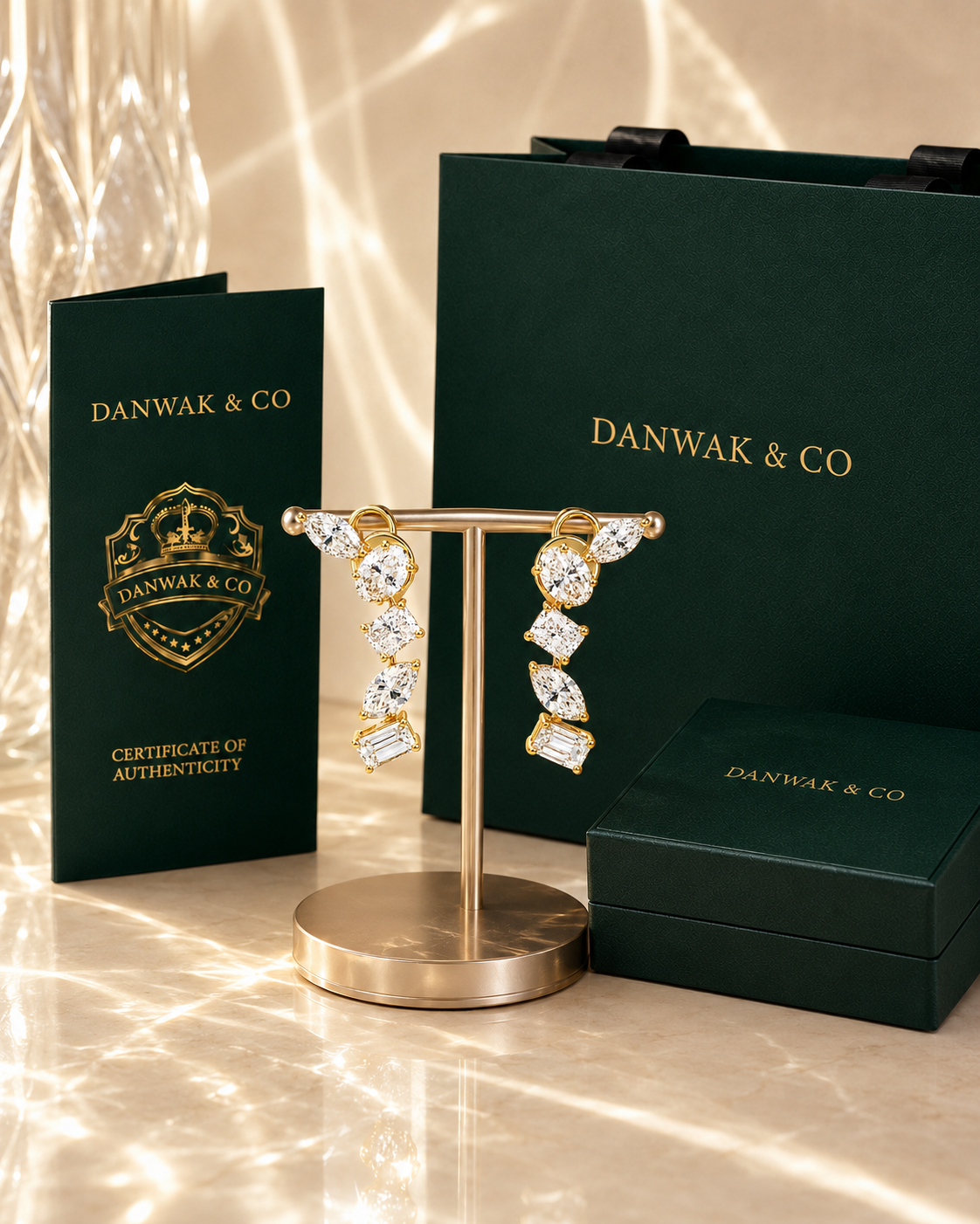 Yellow Gold Mixed-Cut Diamond Drop Earrings