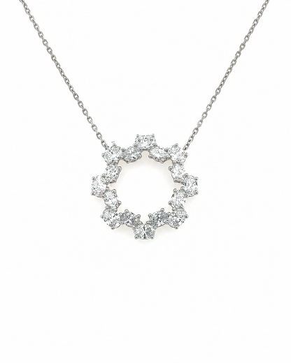 Diamond Circle Pendant Necklace in White Gold