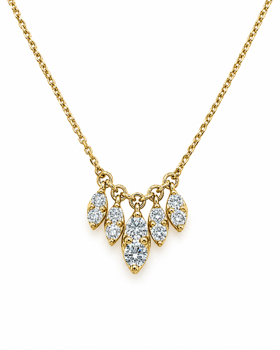 Yellow Gold Leaf Charm Necklace