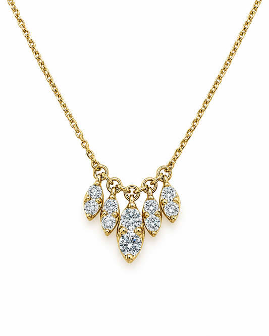 Yellow Gold Leaf Charm Necklace
