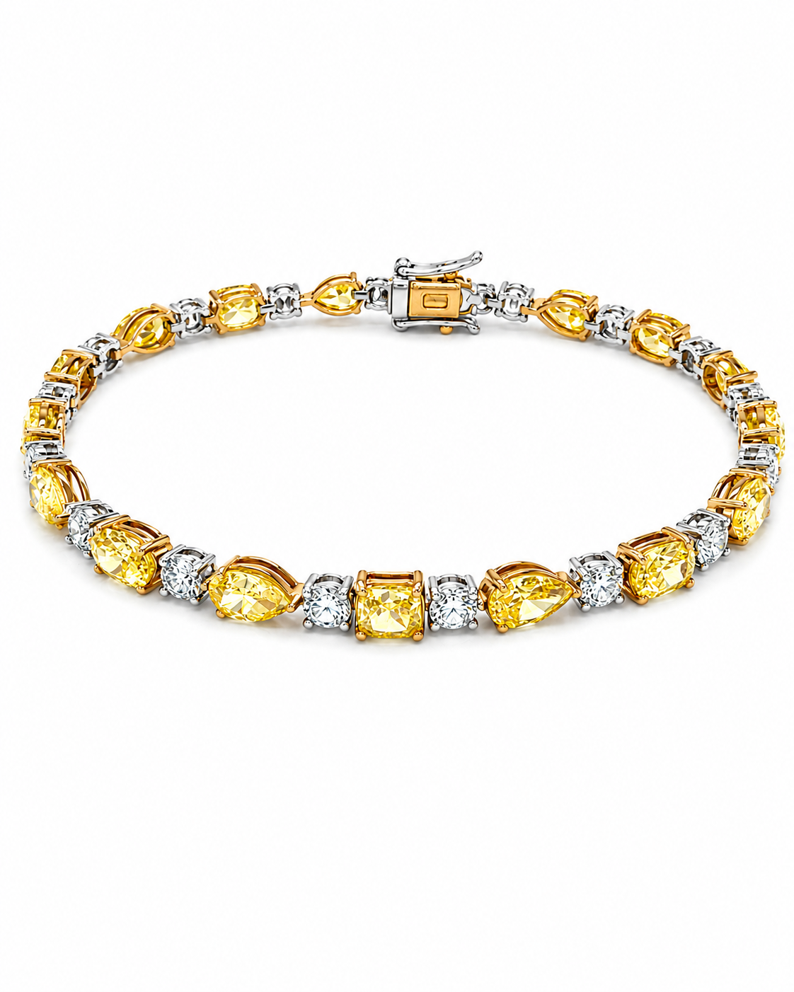 Fancy Vivid Yellow Diamond Tennis Bracelet in White Gold