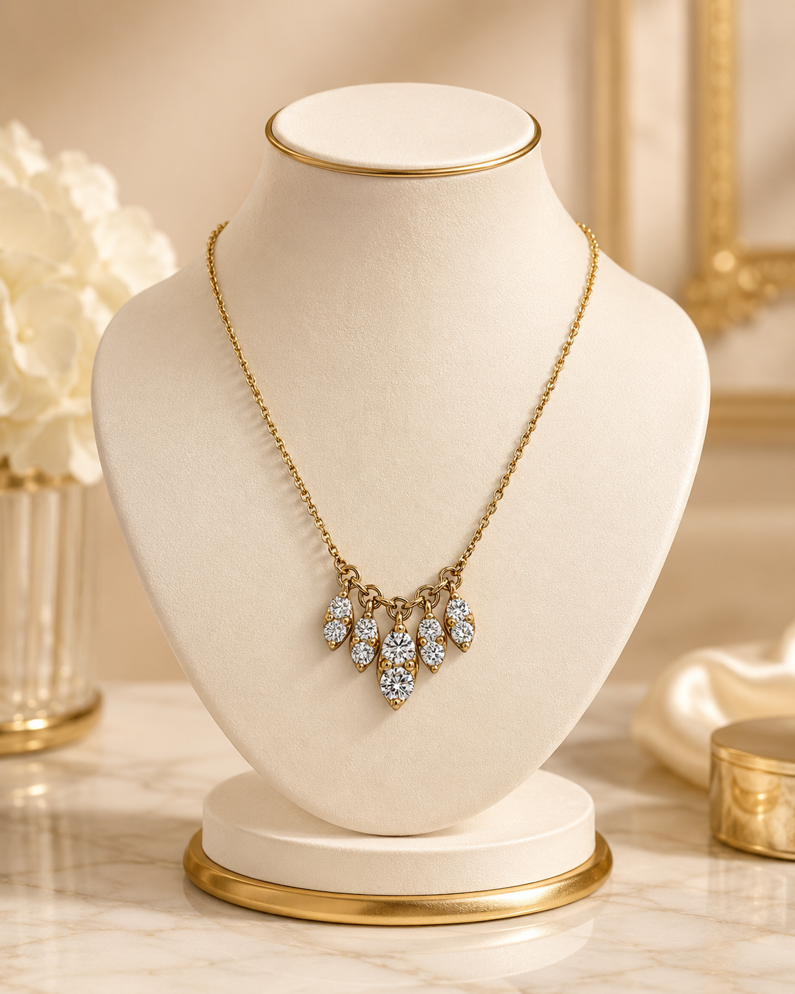 Yellow Gold Leaf Charm Necklace