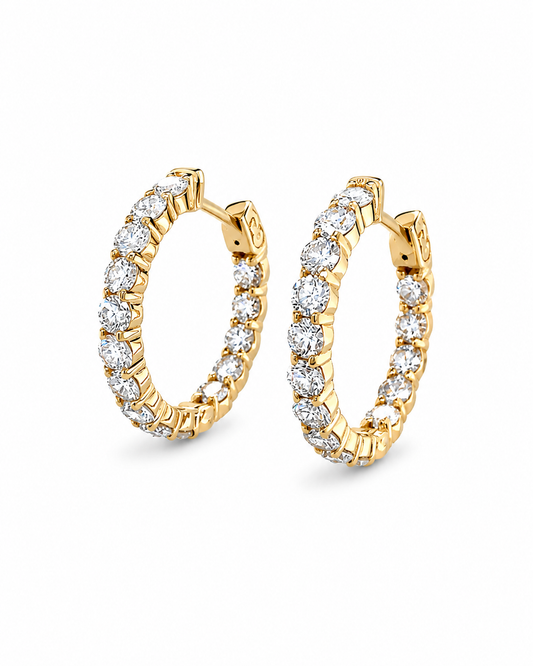 Classic Yellow Gold Diamond Inside-Out Hoop Earrings