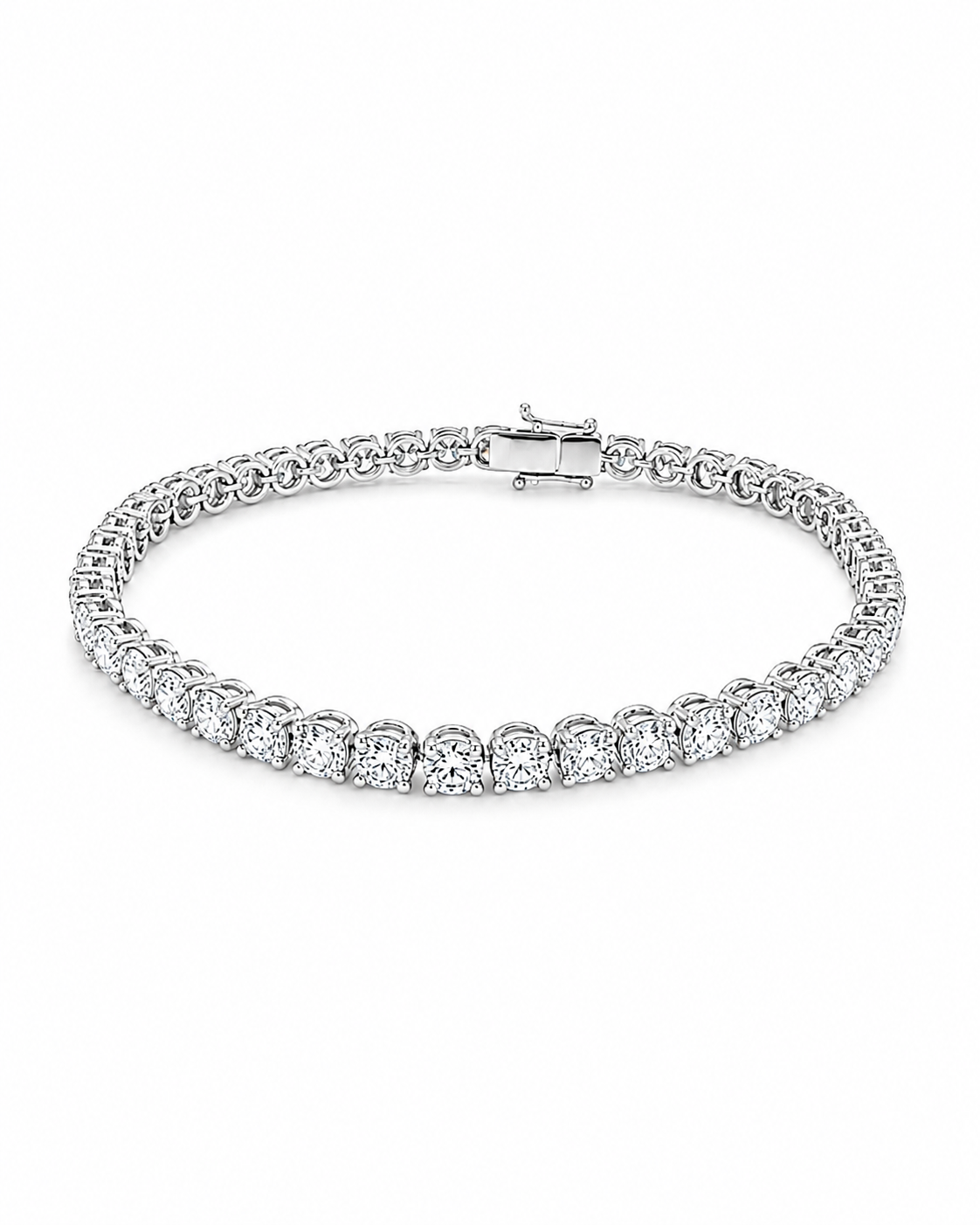 Round Diamond Tennis Bracelet in White Metal