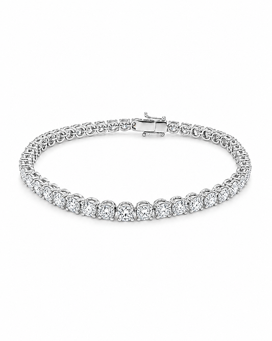 Round Diamond Tennis Bracelet in White Metal