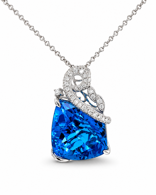 Blue Tourmaline Peacock Pendant Necklace