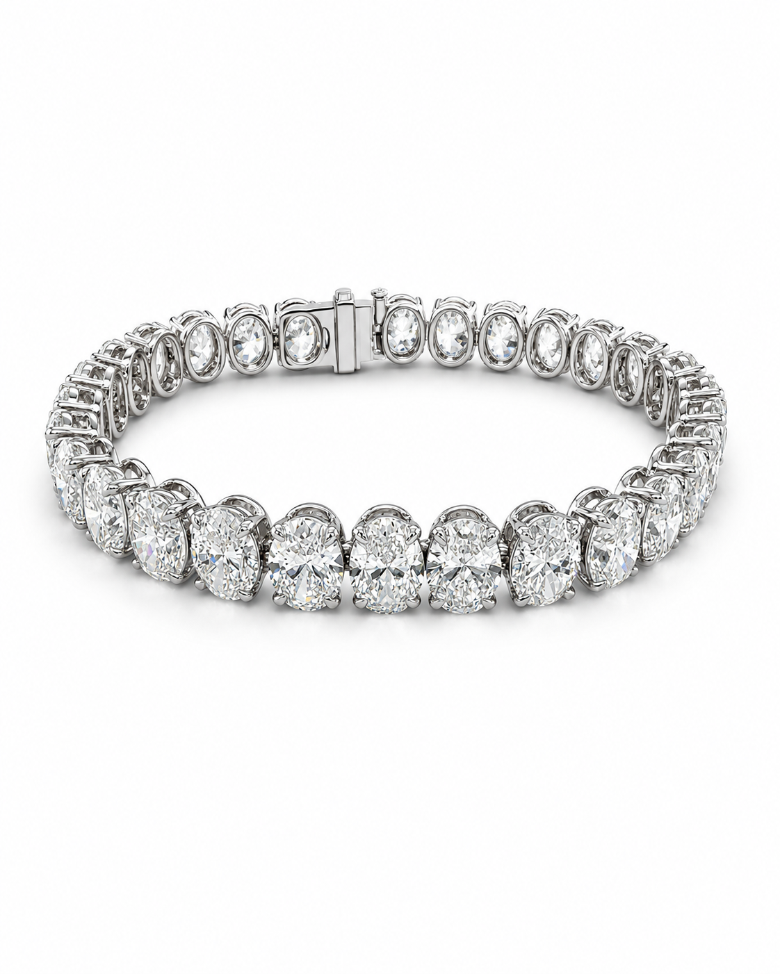 Oval Diamond Tennis Bracelet in White Gold