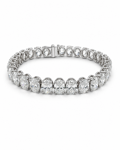 Oval Diamond Tennis Bracelet in White Gold