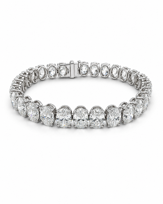 Oval Diamond Tennis Bracelet in White Gold