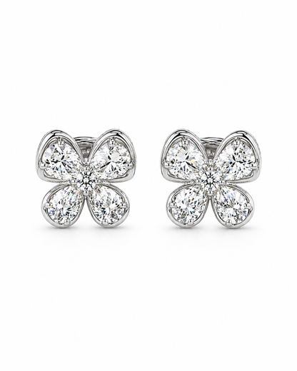 Diamond Butterfly Stud Earrings in White Gold
