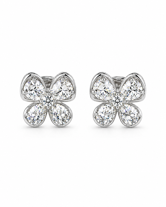 Diamond Butterfly Stud Earrings in White Gold