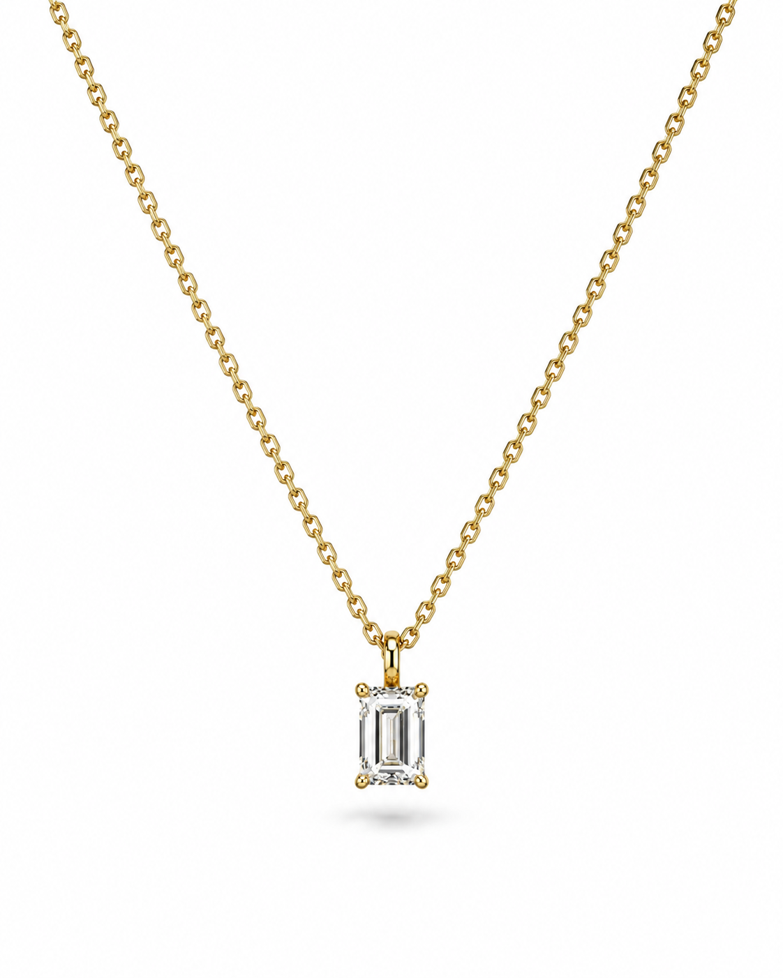 Yellow Gold Emerald-Cut Diamond Solitaire Pendant Necklace