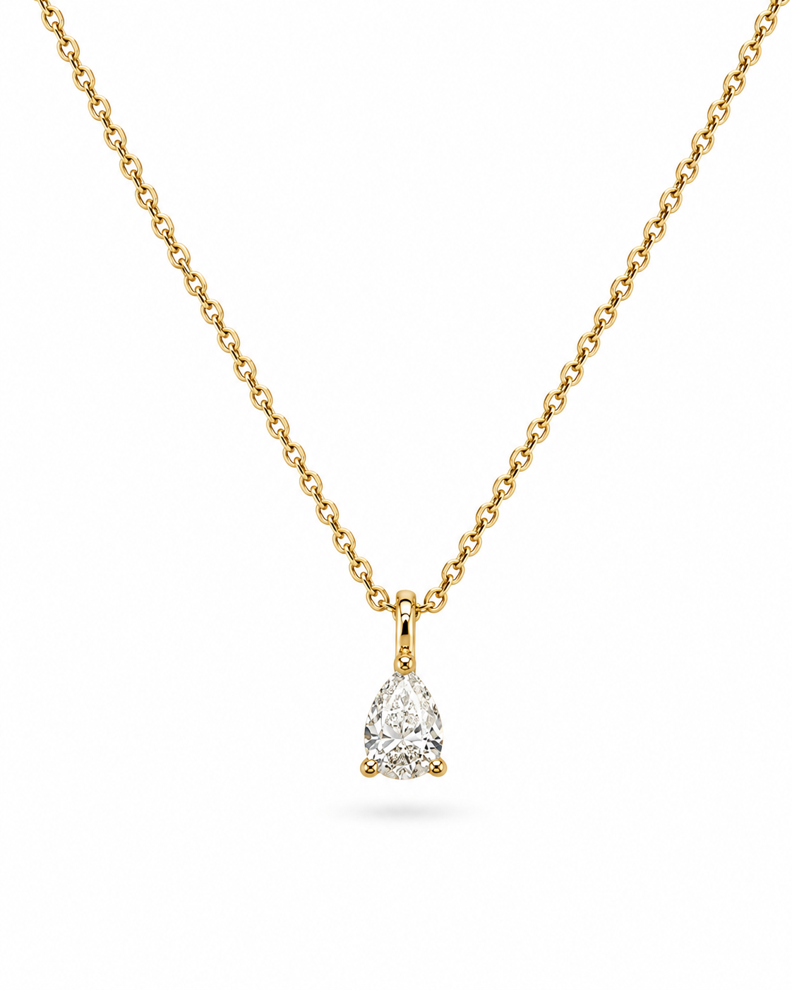 Pear-Cut Diamond Pendant Necklace in Yellow Gold
