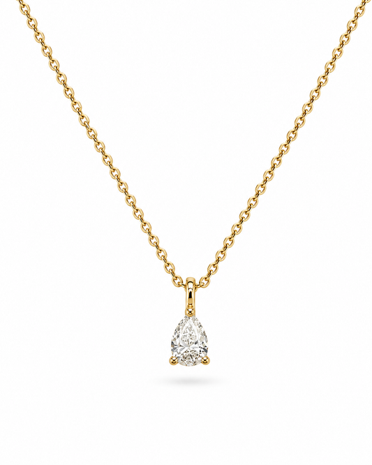 Pear-Cut Diamond Pendant Necklace in Yellow Gold