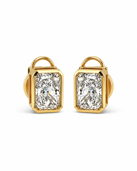 Yellow Gold Radiant-Cut Diamond Stud Earrings