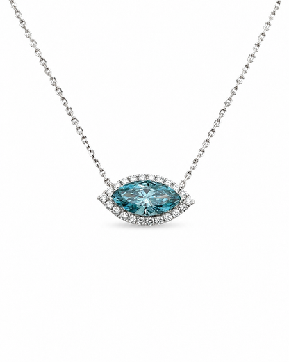 Marquise Blue Gemstone Evil Eye Necklace