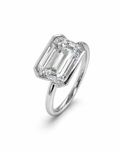 Emerald Cut Diamond Ring in White Gold