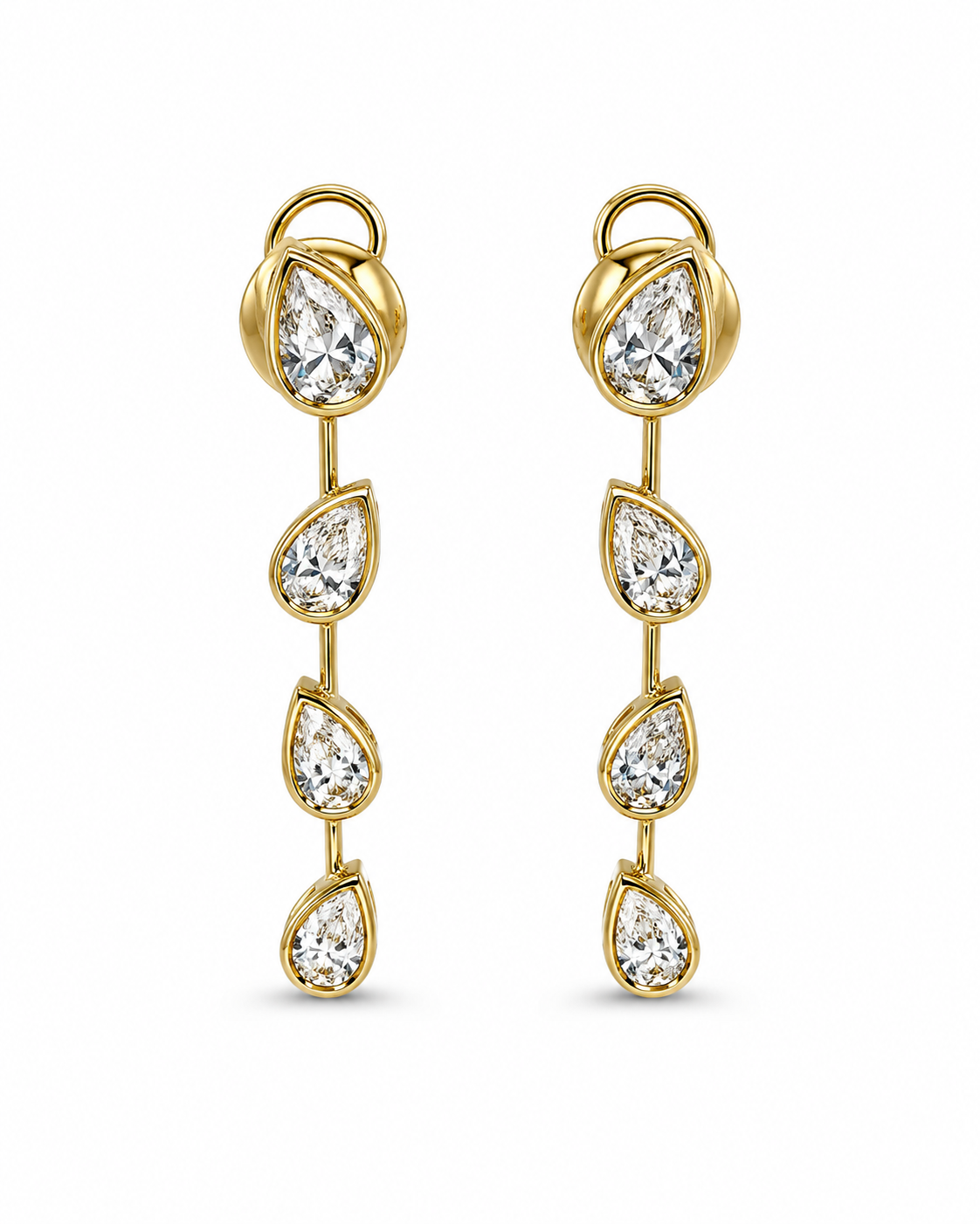 Pear-Cut Diamond Drop Earrings in Yellow Gold