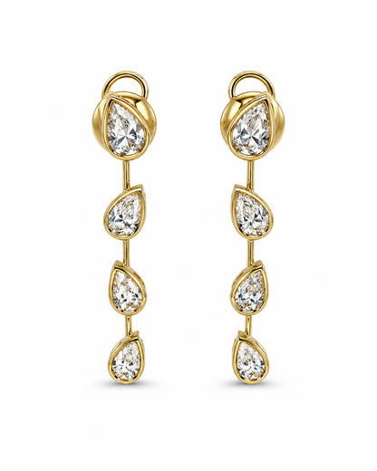 Pear-Cut Diamond Drop Earrings in Yellow Gold