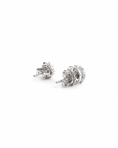 Round Brilliant Diamond Cluster Stud Earrings in White Gold