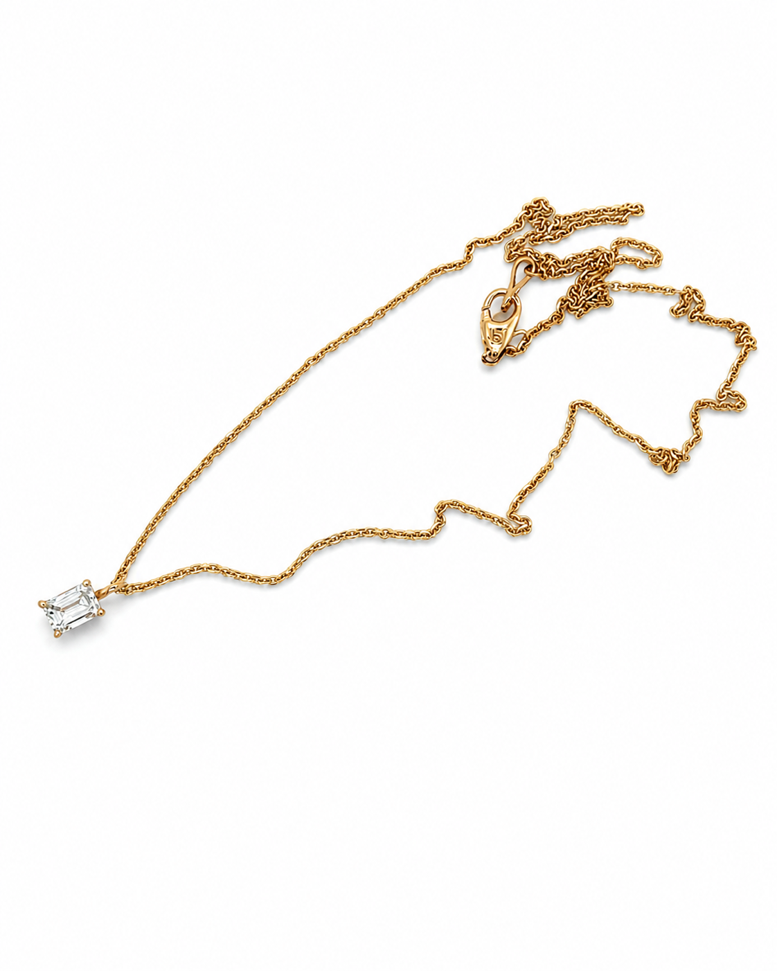 Yellow Gold Emerald-Cut Diamond Solitaire Pendant Necklace