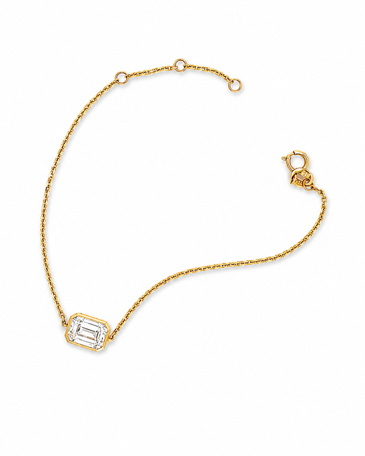 Yellow Gold Emerald-Cut Diamond Solitaire Bracelet