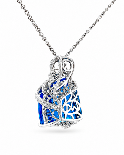 Blue Tourmaline Peacock Pendant Necklace
