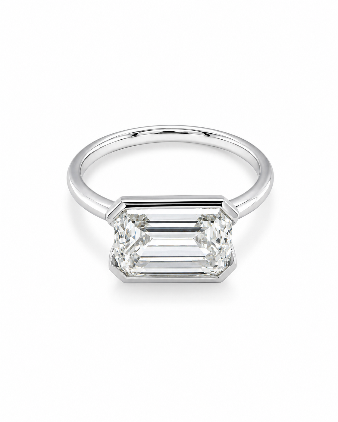 Emerald Cut Diamond Ring in White Gold