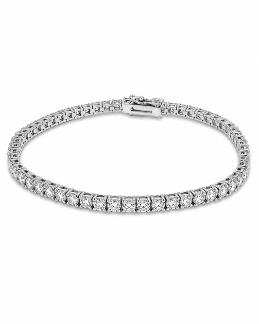 Classic Round Diamond Tennis Bracelet in Polished White Gold