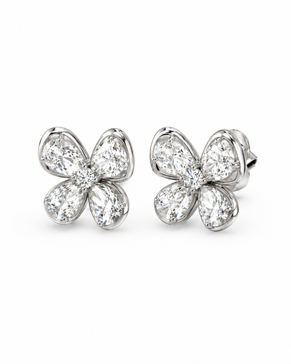 Diamond Butterfly Stud Earrings in White Gold
