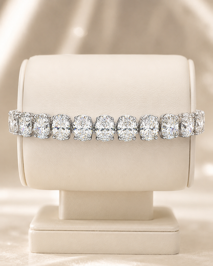 Oval Diamond Tennis Bracelet in White Gold