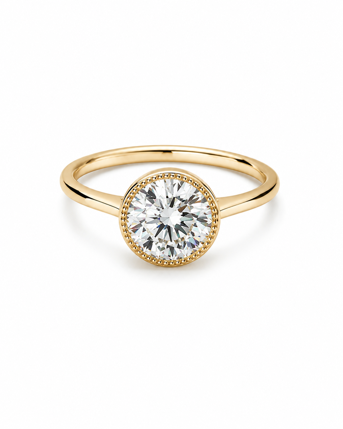 Round Brilliant Bezel Diamond Ring in Yellow Gold
