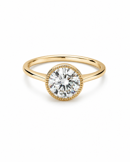 Round Brilliant Bezel Diamond Ring in Yellow Gold