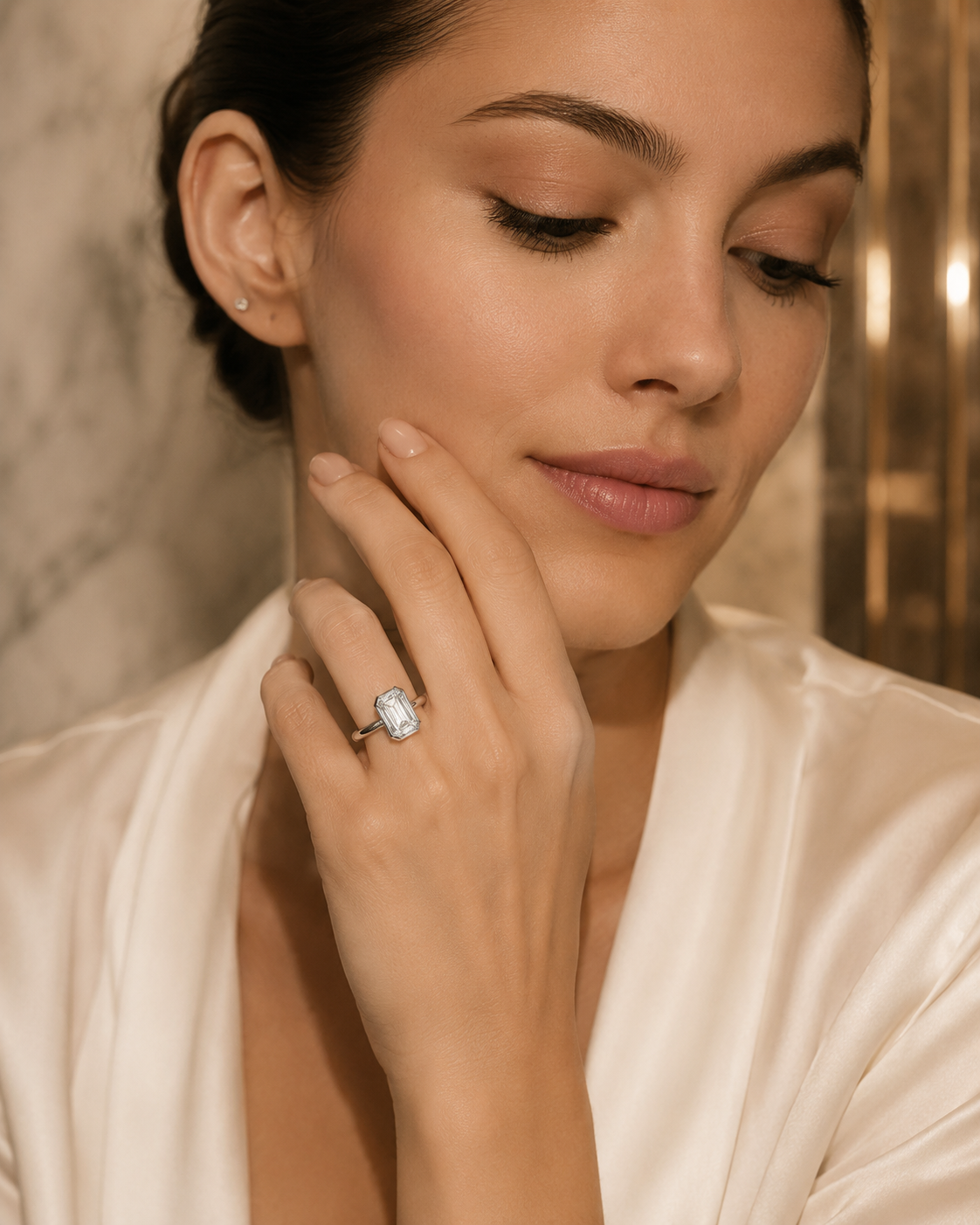 Emerald Cut Diamond Ring in White Gold