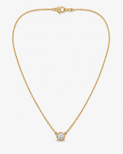 Yellow Gold Bezel-Set Round Diamond Solitaire Necklace