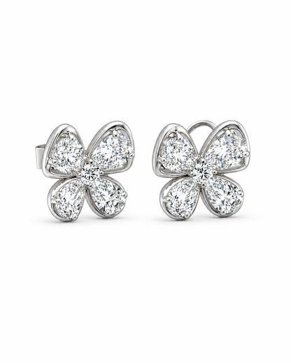 Diamond Butterfly Stud Earrings in White Gold
