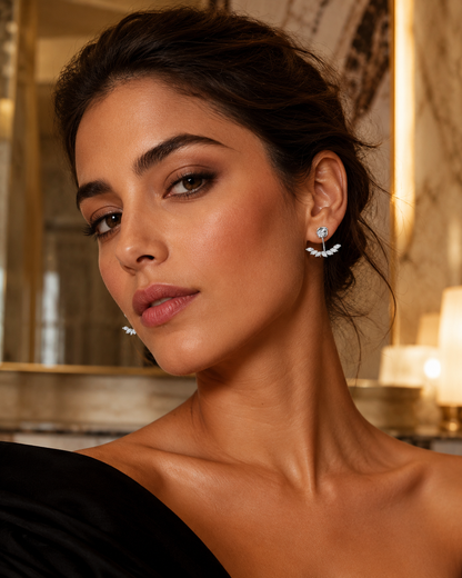 Diamond Wrap Earrings in White Gold