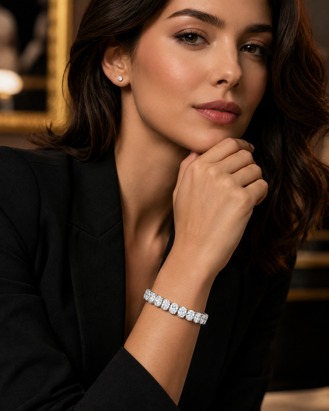 Oval Diamond Tennis Bracelet in White Gold
