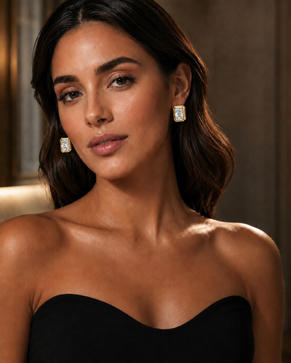 Radiant Cut Bezel Diamond Earring