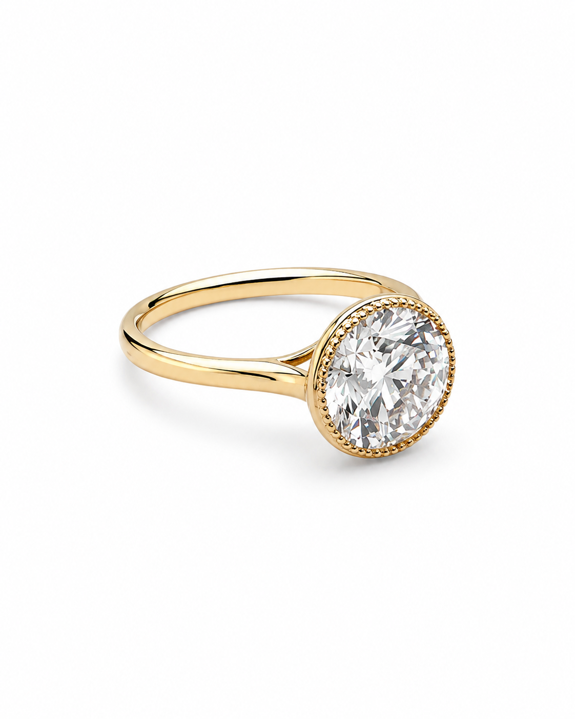 Round Brilliant Bezel Diamond Ring in Yellow Gold