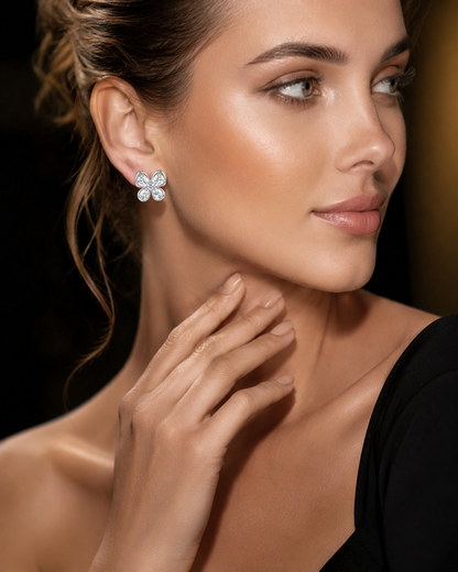 Diamond Butterfly Stud Earrings in White Gold