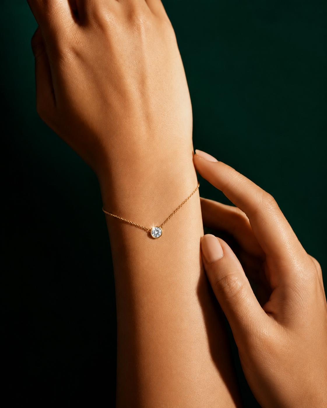 Yellow Gold Bezel-Set Round Diamond Solitaire Necklace