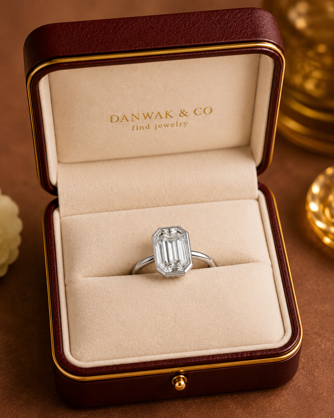 Emerald Cut Diamond Ring in White Gold