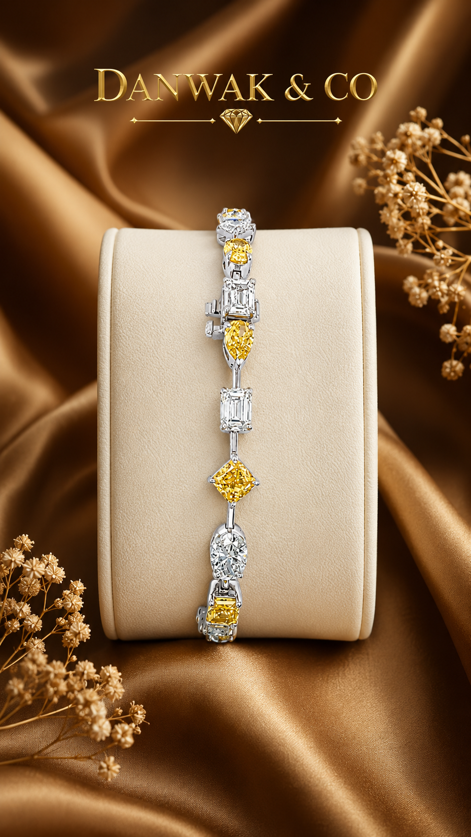 Yellow and White Mixed-Cut Gemstone Tennis Bracelet