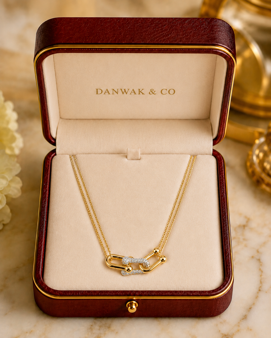 14K Yellow Gold Diamond Double-Strand Link Necklace