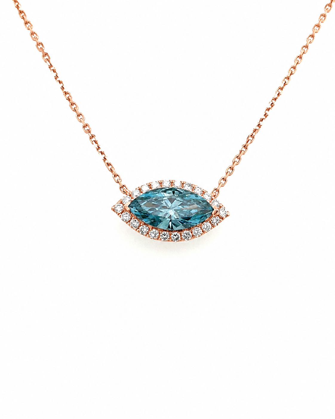 Marquise Blue Gemstone Evil Eye Necklace