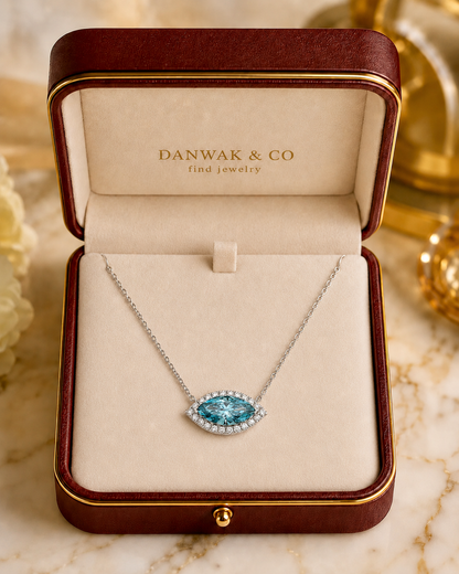 Marquise Blue Gemstone Evil Eye Necklace