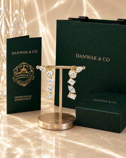 Yellow Gold Mixed-Cut Diamond Drop Earrings