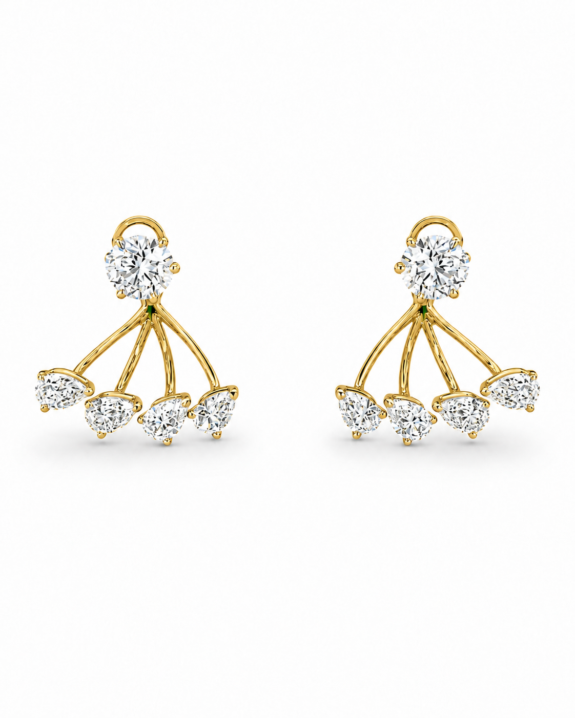 Diamond Fan Drop Earrings in White Gold