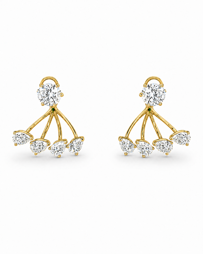 Diamond Fan Drop Earrings in White Gold